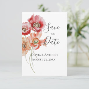Carte Mariage moderne rose floral Enregistrer la date