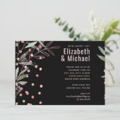 Carte Mariage moderne rose verdure (Debout devant)