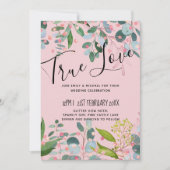 Carte Mariage moderne rose verdure (Devant)