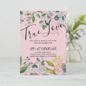 Carte Mariage moderne rose verdure (Debout devant)