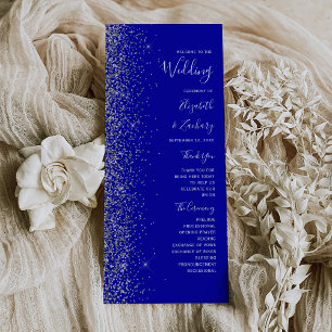 Carte Mariage Moderne Royal Bleu Bordure Pailletée Argen