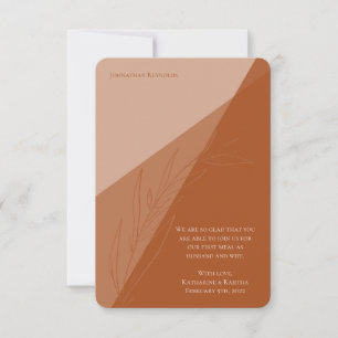 Carte Mariage moderne Terra Cotta Leaf
