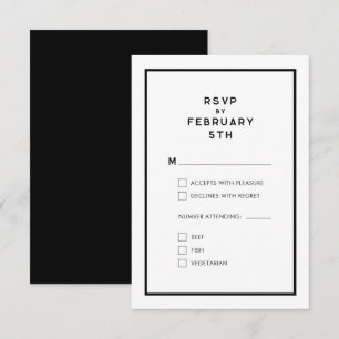 Carte Mariage monochrome minimal français RSVP