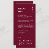 Carte Mariage Monogram de Bourgogne Merci (Devant / Derrière)