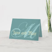 Carte mariage Monogram M Robin Oeuf Bleu & Crème (Devant)