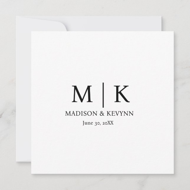 Carte Mariage Monogramme noir et blanc (Devant)