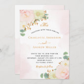 Carte Mariage monogramme or couleur rose pâle rose (Devant / Derrière)