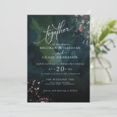 Carte MARIAGE | Moody Deep Ocean Blue Jaspé (Debout devant)