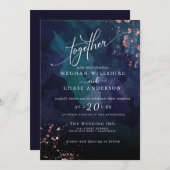 Carte MARIAGE | Moody Sapphire Blue Turquoise Jaspé (Devant / Derrière)