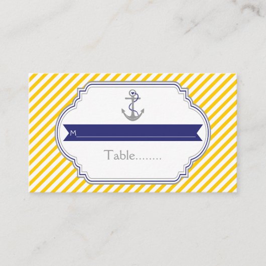Carte mariage nautique à ancre jaune et blanche (Devant)