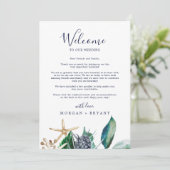 Carte Mariage nautique moderne Bienvenue Lettre & Itinér (Debout devant)