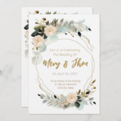 Carte Mariage neutre or floral (Devant / Derrière)