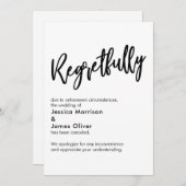 Carte Mariage noir blanc malheureusement annulé (Devant / Derrière)