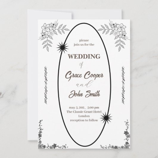 Carte mariage noir et blanc (Devant)