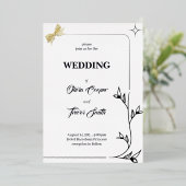 CARTE MARIAGE NOIR ET BLANC ÉLÉGANTE (Debout devant)