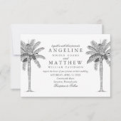 Carte Mariage noir et blanc Tropical Palm Tree (Devant)