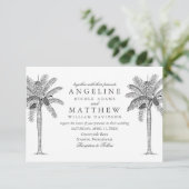 Carte Mariage noir et blanc Tropical Palm Tree (Debout devant)