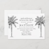 Carte Mariage noir et blanc Tropical Palm Tree (Devant / Derrière)