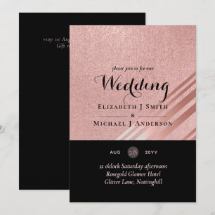 Carte Mariage noir Rose moderne