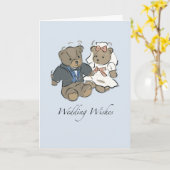 Carte Mariage nounours Félicitations Mariée et Groo (Fleur jaune)