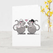 Carte Mariage Nouvellement Mariés Anniversaire Souris Co (Fleur jaune)
