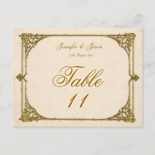 Carte mariage Numéro de table Antique / Cadre Vint (Devant)