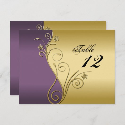 Carte Mariage Numéro de table - Classic violet & o (Devant / Derrière)