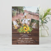 Carte Mariage occidental rustique tournesols photo Colla (Debout devant)