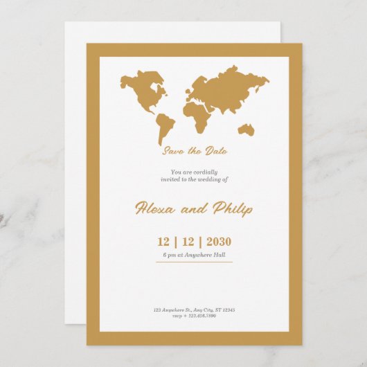 Carte Mariage or (Devant / Derrière)