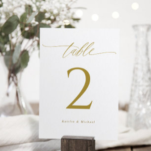 Carte Mariage Or moderne Élégant Double Table Numéros