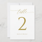 Carte Mariage Or moderne Élégant Double Table Numéros (Dos)