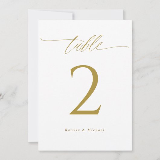 Carte Mariage Or moderne Élégant Double Table Numéros (Dos)