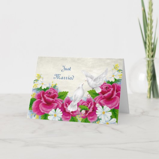 Carte Mariage ou Anniversaire - Des Roses de colombes ma (Devant)