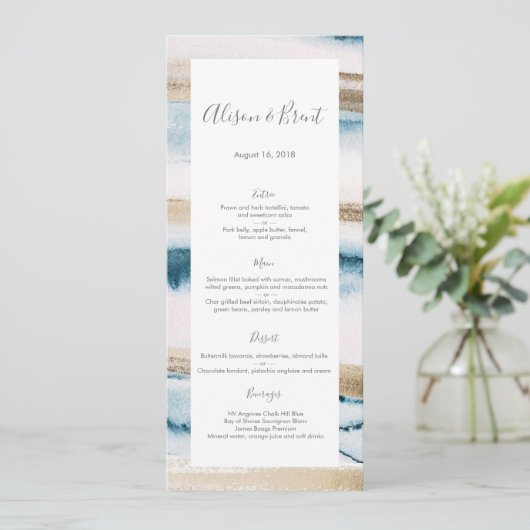 Carte Mariage ou carte programme en or bleu (Debout devant)