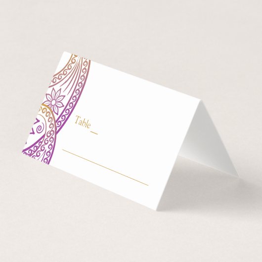 Carte Mariage Paisley Indian Purple and Gold (Devant)