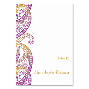 Carte Mariage Paisley Indian Purple and Gold