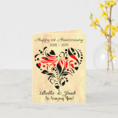 Carte Mariage papier personnalisé 1er anniversaire (Fleur jaune)