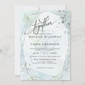 Carte MARIAGE | Pastel Dusty Blue Sage Silver Jaspé (Devant)