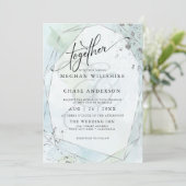 Carte MARIAGE | Pastel Dusty Blue Sage Silver Jaspé (Debout devant)