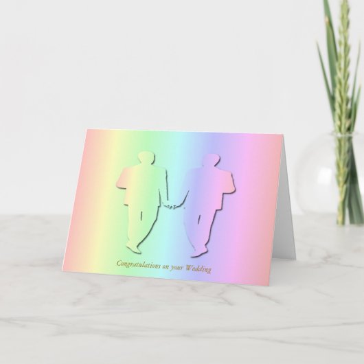 Carte Mariage Pastel Rainbow pour Hommes Gays (Devant)