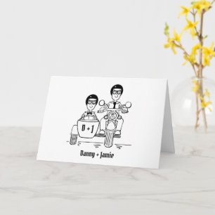 Carte Mariage personnalisé de 2 mariés moto et side-car