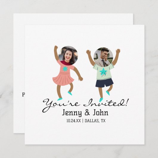 Carte Mariage personnalisé de la mariée et du marié Funn (Devant / Derrière)