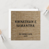 Carte Mariage personnalisé rustique burlap motif nature (Devant/Arrière en situation)
