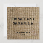 Carte Mariage personnalisé rustique burlap motif nature (Devant)
