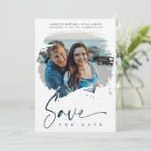 Carte Mariage photo à effet brosse moderne (Debout devant)