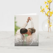 Carte Mariage photo à la main chic en Merci (Fleur jaune)