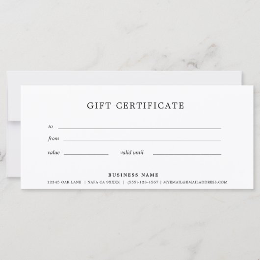 Carte Mariage Photo Business Cadeau Certificat Élégant (Dos)