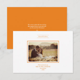 Carte Mariage Photo Chic Orange Noël des Jeunes Mariés