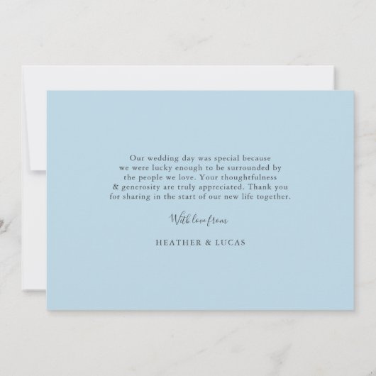 Carte Mariage photo Collage Merci plat| Bleu (Dos)