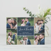 Carte Mariage photo Collage Merci plat| Marine (Debout devant)